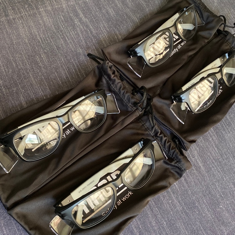 Black frame safety goggles
